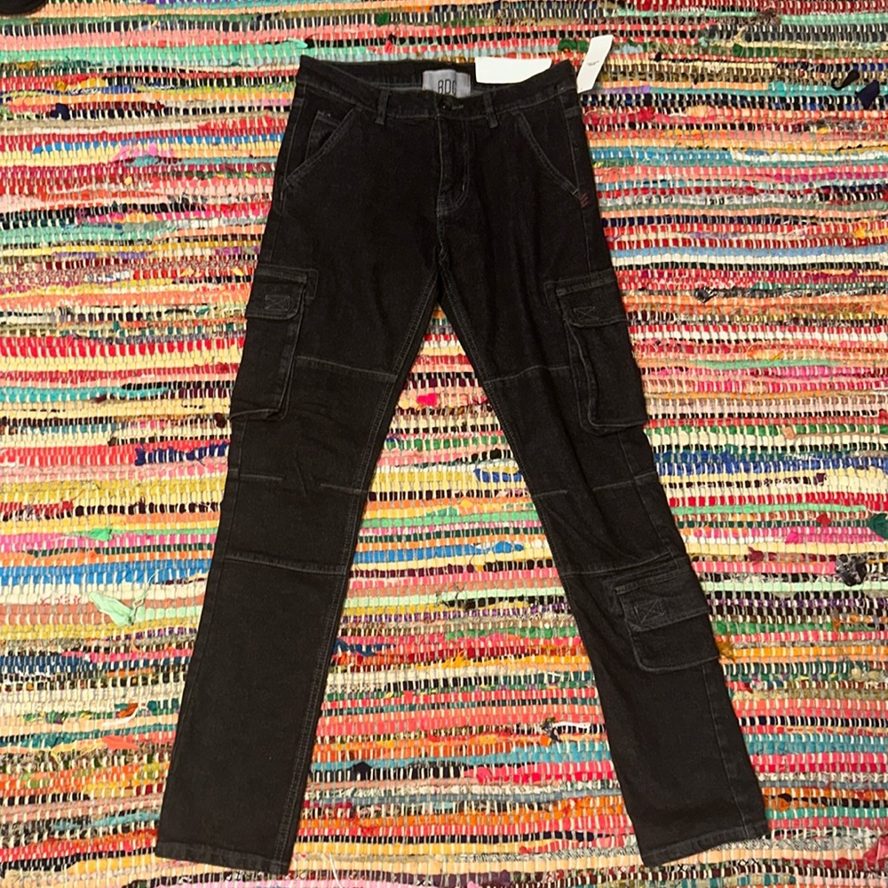 Black cargo men jeans
